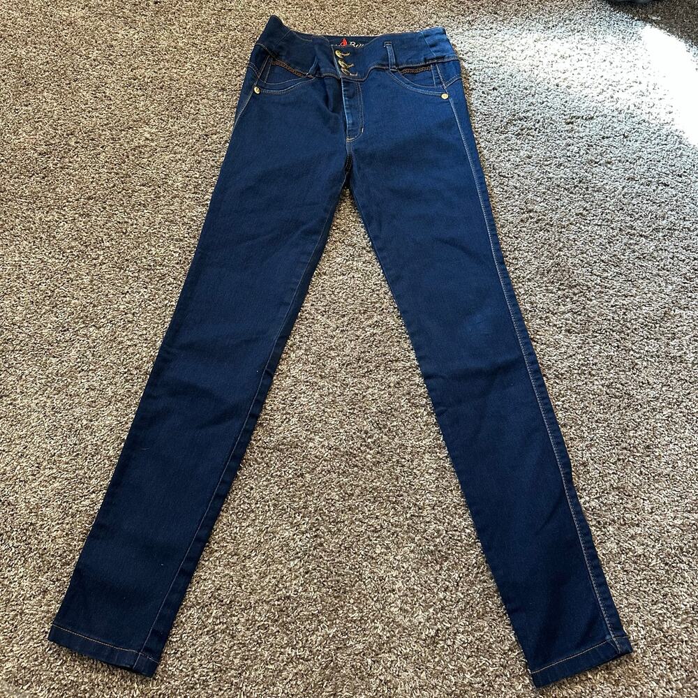 BON BON UP Women's Straight Leg Jeans In Dark Wash